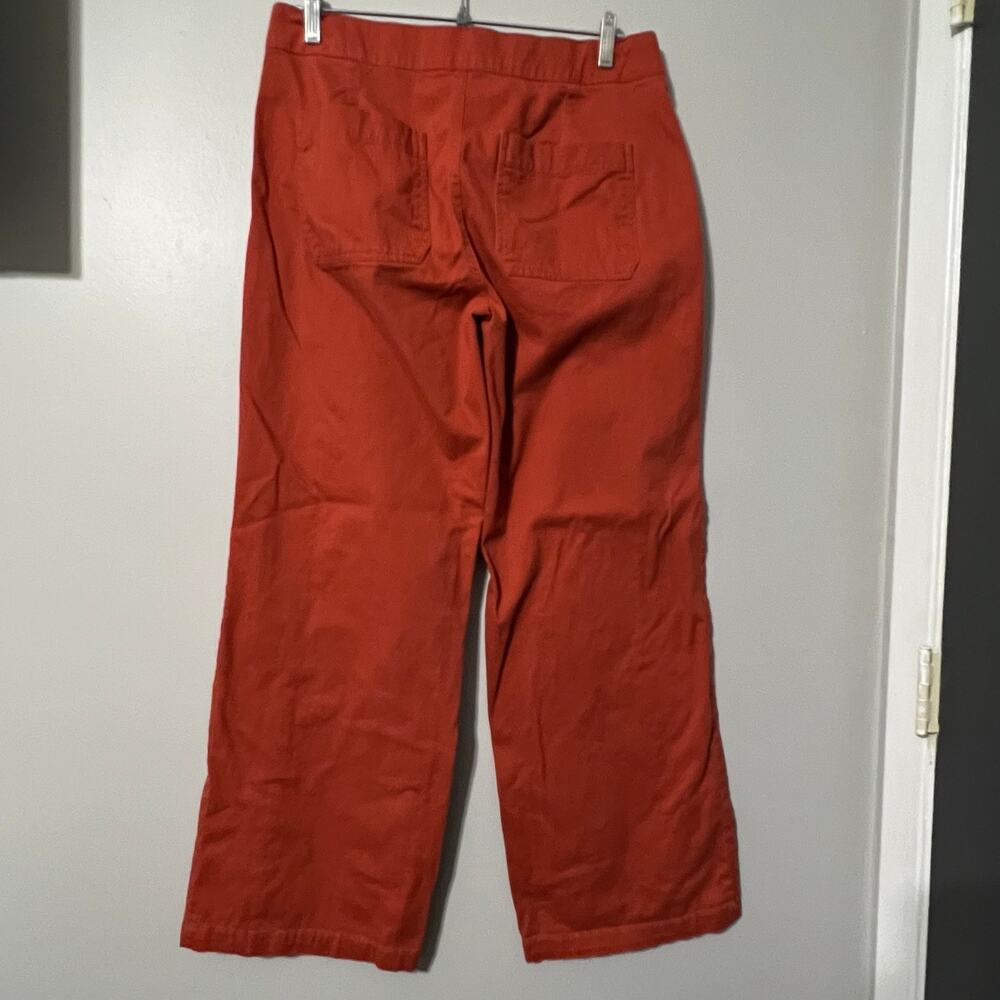 St Johns Bay Wide Leg Pants Womens 12 Orange Rust Sailor Buttons - Picture 2 of 9